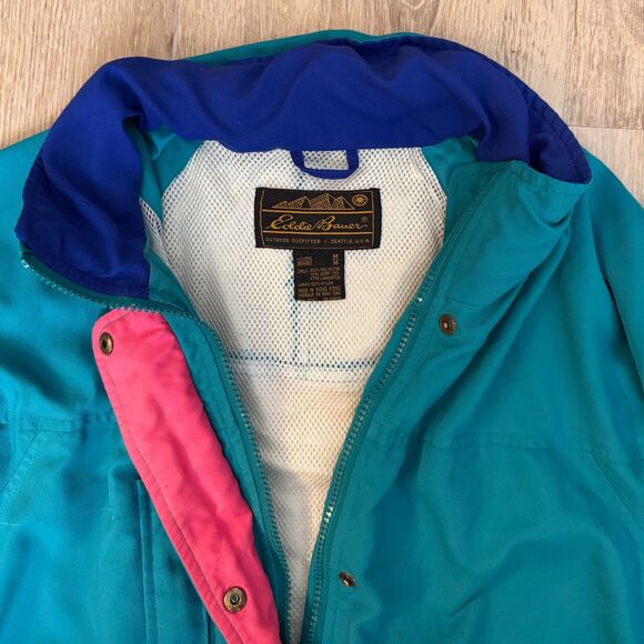 Eddie Bauer Gore-Tex Teal Jacket Vintage 90s Outdoor Shell Size M Seattle USA - Picture 6 of 8